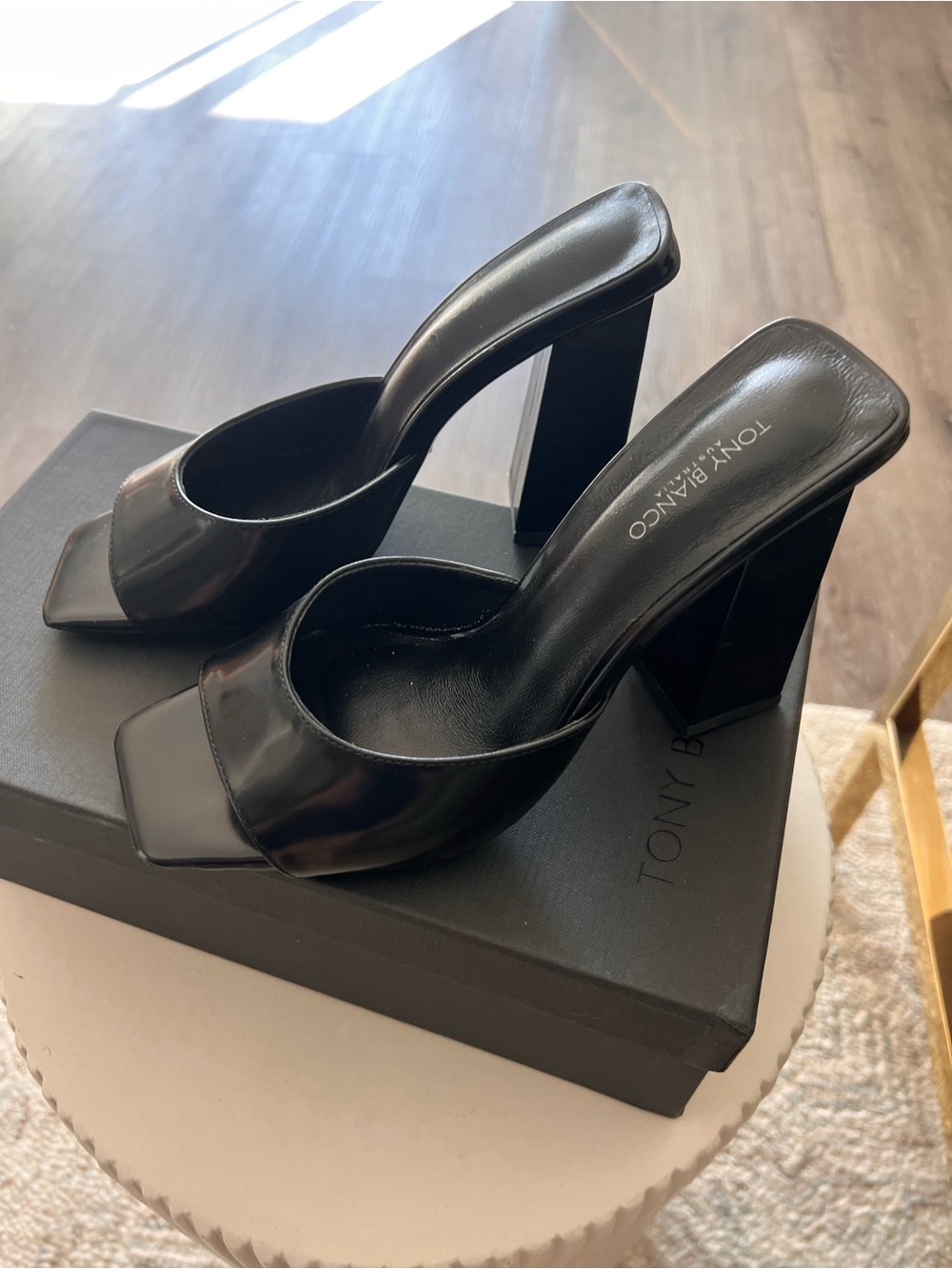 Tony Bianco NAJA Black mule heel size 7